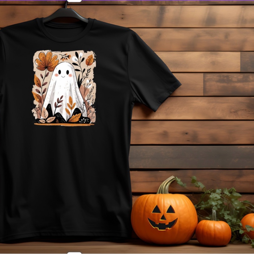 Black Halloween Ghost T-Shirt